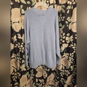 Aerie Womens Oversized Plush Crewneck Sweater in Baby Blue